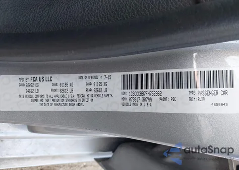 2015 Chrysler 200 S z USA, uszkodzony, nr VIN 1C3CCCBB7FN752962